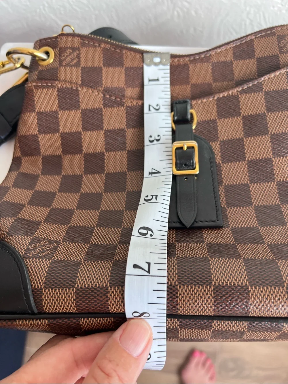 Louis Vuitton Odeon PM Handbag Damier Ebene Purse Crossbody Detachable Strap